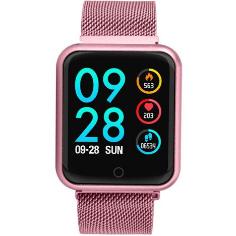 Bratara Fitness iUni P68 Plus, Curea Metalica, Display 1.3 inch IPS, Pedometru, Monitorizare Puls, N